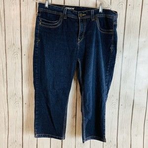 Womens Jordache Skinny Crop Dark Wash Denim Blue Jeans Size 14 W 36 L 20
